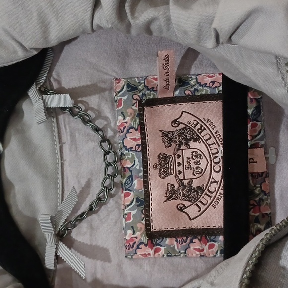 Juicy Couture Wmn's "P" purple-ish grey zip & snap closure wide collar jacket - Picture 8 of 16